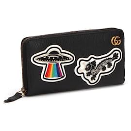 Gucci-Gucci GG Marmont Leather Patchwork Long Wallet-Black