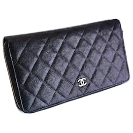 Chanel-2019 Bolsa clutch tipo carteira de caviar XL-Multicor,Metálico