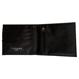 Yves Saint Laurent Geldbörse aus Leder und Canvas Schwarz Schwarz