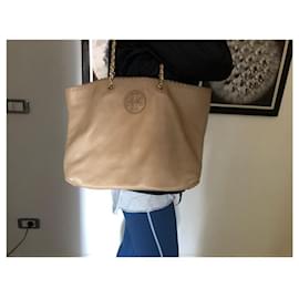 Tory Burch-Beige Tory Burch shopper with fixed chain and internal magnetic closure-Beige