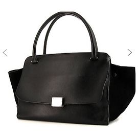 Céline Camurça média e trapézio de couro preto Preto