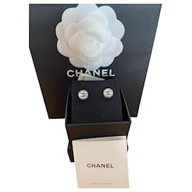 Chanel-Pendientes de diamantes de imitación Chanel-Hardware de plata
