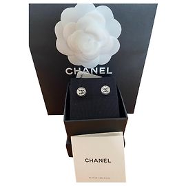 Chanel Strass Ohrringe Silber Hardware