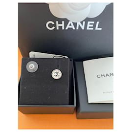 Chanel-Pendientes de diamantes de imitación Chanel-Hardware de plata