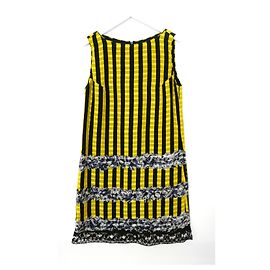 Anna Sui Gestreiftes Seidenkleid mit Spitzensaum Gelb