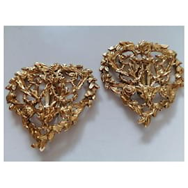 Yves Saint Laurent-Arty clip earrings-Golden