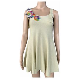 Autre Marque Top de malha Nora Barth Dourado de Viscose com Laço e Flor Dourado