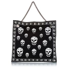 Sacola de lona para cliente com estampa de crânio preto de Alexander McQueen Preto Branco
