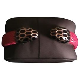 Autre Marque Pulseira BULGARI em shagreen rosa escuro e metal Prata