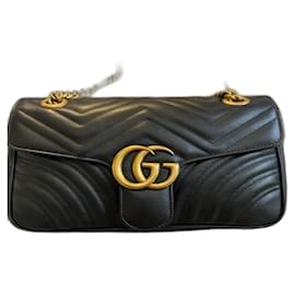 Gucci-Mini sac à bandoulière en cuir Gucci GG Marmont Matelasse - Noir-Noir