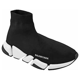 Balenciaga-Velocidad masculina de Balenciaga 2.0 Zapatilla en Negro / Blanco-Negro