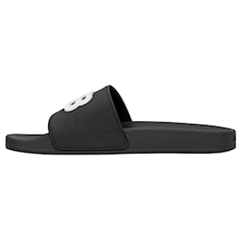 Balenciaga-Balenciaga Pool Slides 3D BB Logo Black/ White-Black