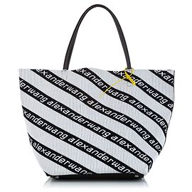 Alexander Wang White Roxy Logo Knit Tote Bag Black White