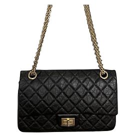 Chanel 2.55.  225 réédition en cuir de veau vieilli Noir
