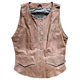 Christian Lacroix-Leather vest-Brown