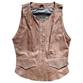 Christian Lacroix Lederweste aus geprägtem Leder braun Braun