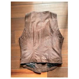 Christian Lacroix-Leather vest-Brown