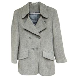 Burberry-Tamanho de jaqueta de tweed burberry 36-Cinza
