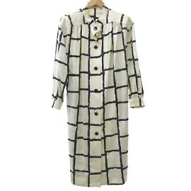 [Used] GIVENCHY Vintage Silk Long Coat Plaid Check Jacket Thin Lupine 13 l White