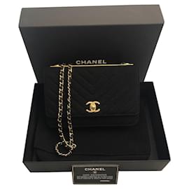 Chanel Black Cloth Handbag Black