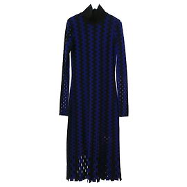 Diane Von Furstenberg Check Knit Dress Blue