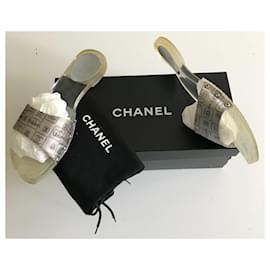 Chanel-Mules con logo CC-Negro,Gris