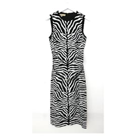 Michael Kors-Michael Kors Zebra Print Belted Dress-Black