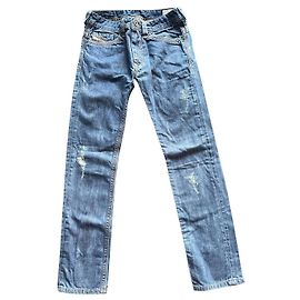 Jeans reto Diesel azul de algodão Azul