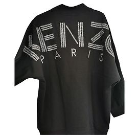 Sudadera negra con logo KENZO bordado Negro Plata Dorado