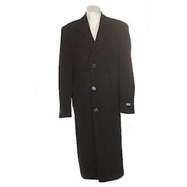 Calvin Klein-BIG & TALL wool &  cashmere black long coat-Black