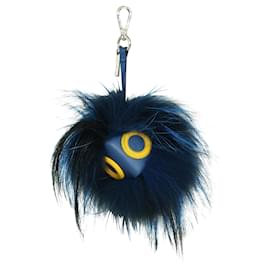 Fendi-Blue Fur Monster Bag Charm-Blue