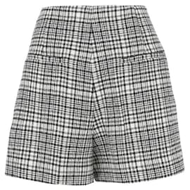 Sandro Checked Wool-Blend Shorts Black