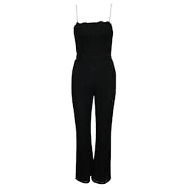 Diane Von Furstenberg-Black Lace Strapless Jumpsuit-Black