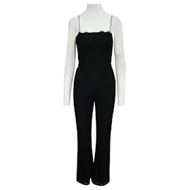 Diane Von Furstenberg-Black Lace Strapless Jumpsuit-Black