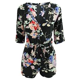 Yumi Kim-Floral Print V-neckline Silk Romper-Other