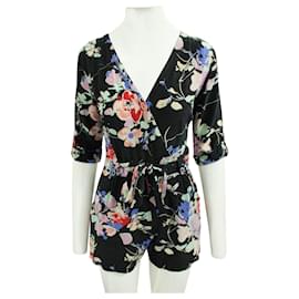 Yumi Kim-Floral Print V-neckline Silk Romper-Other