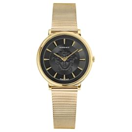 Versace-V-Circle Lady Gold Case Watch-Golden,Metallic