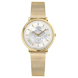 Versace-V-Circle Medusa Watch-Golden,Metallic