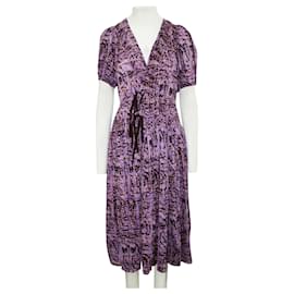 Ulla Johnson-Purple Print Midi Wrap Dress-Purple