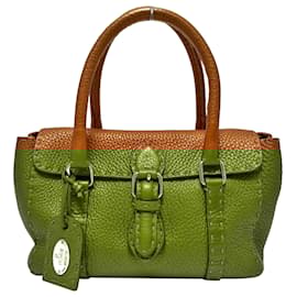 Fendi-Fendi Brown Mini Selleria Linda Sac à main en cuir-Marron
