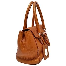 Fendi-Fendi Brown Mini Selleria Linda Sac à main en cuir-Marron