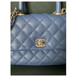 Chanel-Chanel Coco Handle caviar small leather bag-Blue