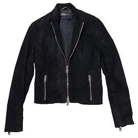Les Copains Nubuk Leder Jacke Schwarz