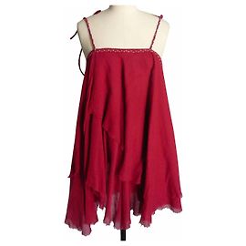 Mes Demoiselles ... MESDEMOISELLES Vestido rojo de tirantes de algodón T40 Roja