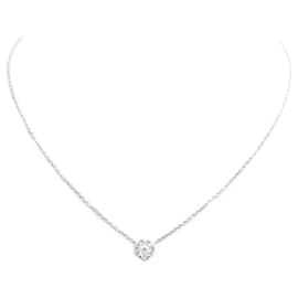 Van Cleef & Arpels-NEW VAN CLEEF & ARPELS SMALL FLEURETTE PENDANT NECKLACE WHITE GOLD DIAMOND NECKLACE-Silvery