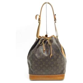 Louis Vuitton-VINTAGE HANDBAG LOUIS VUITTON NOE GM BUCKET CANVAS MONOGRAM M42224 HANDBAG-Brown