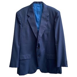 Gianni Versace Single Breasted Blazer in Blue Wool Blue