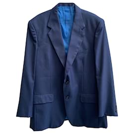Gianni Versace-Gianni Versace Single Breasted Blazer in Blue Wool-Blue