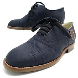 Chanel-NEW CHANEL RICHELIEU CRUISE OXFORD G SHOE29684 36 BLUE CANVAS SHOES-Navy blue