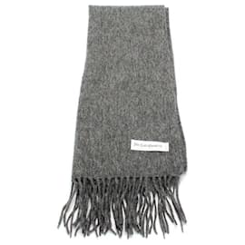 Yves Saint Laurent-Yves Saint Laurent Wool Scarf in grey cotton wool-Grey